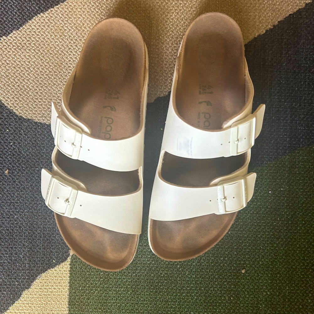 White Birkenstock Papillio Platform Arizona Sandals